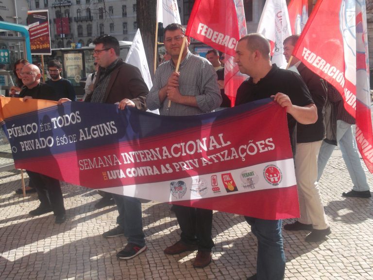 Manifestación contra la privatización en Lisboa 6 de abril