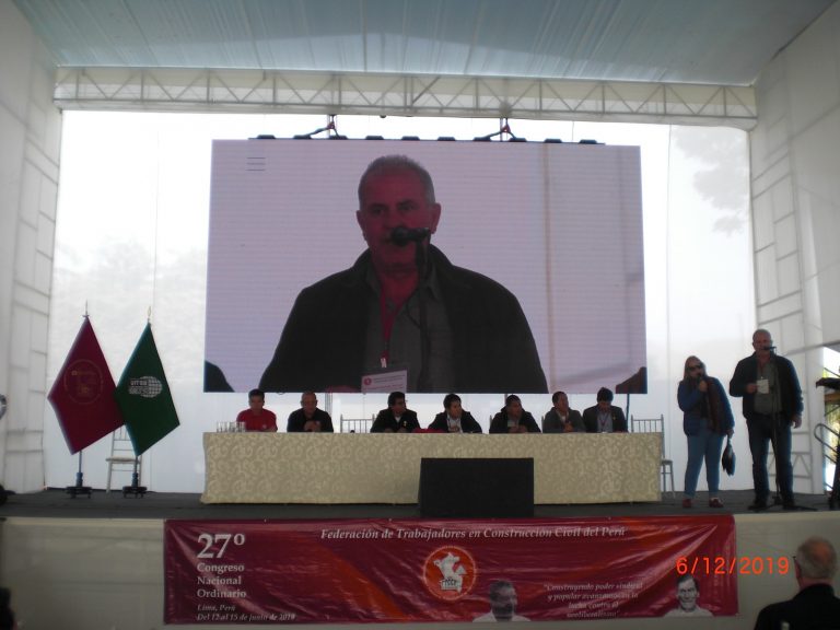 Intervención de Mijális Papanicolaou, Secretario General de la UITBB, ante el  27º Congreso Nacional de la FTCCP del Perú,  Lima, Perú, 12-15 Junio 2019