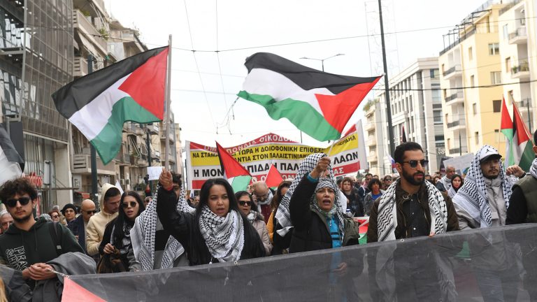 Protesta en Atenas en apoyo de Palestina